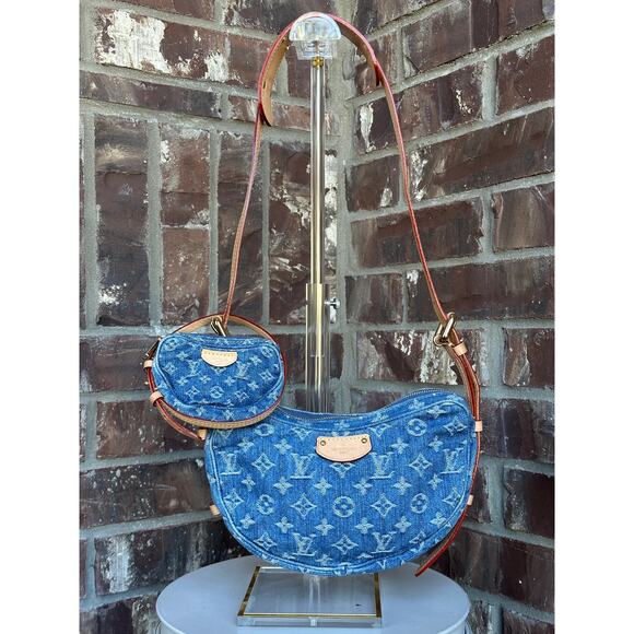 Louis Vuitton Handbags - Louis Vuitton Croissant Handbag Monogram Denim MM Blue 37803